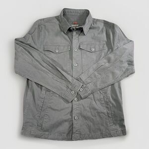 Industry Supply Co. Men’s Utility Shirt Gray G/L Button Front Cotton Stretch